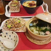 Tantan noodle set + dumpling soup set at Zhishen Vegetarian Onigiri - 智深志固 台湾おにぎり in Ito