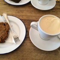Banana and Walnut Slice with Soya Latte at Hoxton North in Harrogate