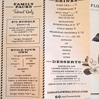 Menu at Flower Child in Indianapolis