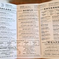 Menu at Flower Child in Indianapolis