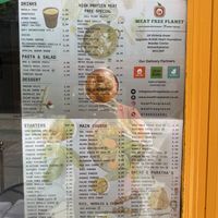 Both sides of menu in window  at Meat Free Planet in Wolverhampton