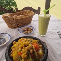 Vegan tagine and avocado juice vegan at Bab Ssour in Chefchaouen