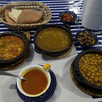 Harira soup, red beans, lentils, chickpeas. at Bab Ssour in Chefchaouen