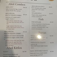 Menu  at Abol Ethiopian Restaurant in Durham