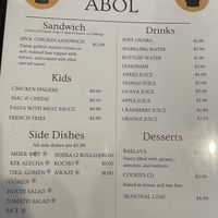 Menu  at Abol Ethiopian Restaurant in Durham