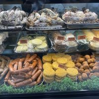 Arancini salami cheese burgers ….  at Vegetarian Butcher Shop in Naples