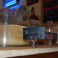 Triple layer vegan cake at The Calabash of Culture in South East London