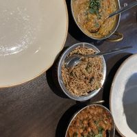 mushroom rice, lentil dhal and chana masala😄 at Rishi's Indian Aroma in Dundee