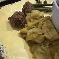 Lentil balls and I loved the curry cabbage   at Ital in Paradise in St Croix