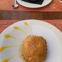 Pineapple cacao mousse (top) and classical sardinian seada (bottom)  at Gintilla in Cagliari