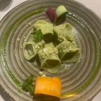 Tortelloni alla spirulina ripieni di patate e formaggio  at Gintilla in Cagliari