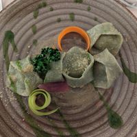 Spirulina tortelloni at Gintilla in Cagliari