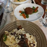 Carbonara, traditional sardinian dish and meatlof at Gintilla in Cagliari