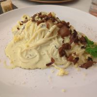 Carbonara style spaghetti at Gintilla in Cagliari