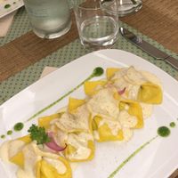 Ravioli with spinach and sundried tomatoes at Gintilla in Cagliari