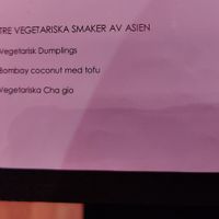 Menu vegan options (even though it says vegetarian) at Wongs in Oerebro