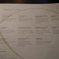 New menu displays which dishes aren't vegan in the vegetarian & vegan section and what animal products they contain at Thai Sakon in Huddersfield
