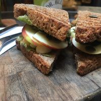 spelt bread with apple, avocado and seeds at Dr. Blend in Amsterdam