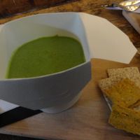 Green raw soup at Dr. Blend in Amsterdam