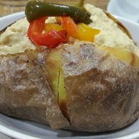 Baked potato with houmous at Meeting House Cafe in Liverpool