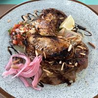 Roasted cabbage with eggplant sauce   at Atira-te ao Rio in Setúbal