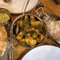 Uttapam and aloo gobi. Yum!  at Annapurna Bhavan in New York City
