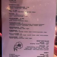 Lunch menu  at Festina Lente in Amsterdam