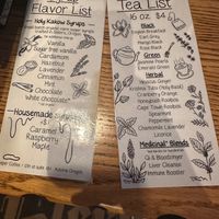 Syrups list at Sleeper Coffee in Astoria