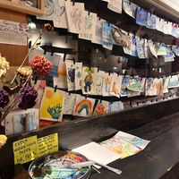 Cute water color station to add to the art at Sleeper Coffee in Astoria