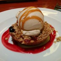 Warm apple and cranberry pie with ice cream at Candle 79 in New York City
