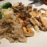Miso tofu, oyster mushroom, Brown rice, and broccoli and cauliflower bowl at Candle 79 in New York City