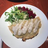 Mushroom crepe with aioli sauce at Candle 79 in New York City