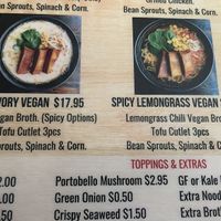 Two main vegan options  at Ramen Izakaya NoHo in Los Angeles