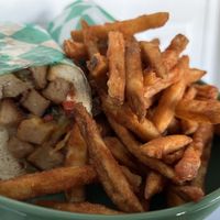 Chickun cheesteak and fries  at Sprout Vegan 2.0 in Baltimore