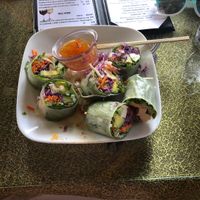 Summer rolls with tofu and pineapple sweet and sour sauce. at New Chiang Mai in Hilo