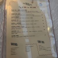 Menu  at poor Tom’s  in Marrickville