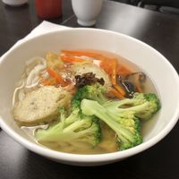 Udon noodle soup at Petit Marche Vege in Montreal