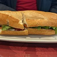 Bbq seitan sandwich at Petit Marche Vege in Montreal