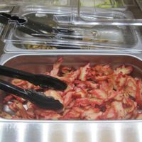 BBQ vegan meat at Petit Marche Vege in Montreal