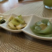 Starters: zucchini, cabbage and konyaku   at VEGGIE SUSHI JAPAN - ヴィーガン寿司専門店 in Tokyo