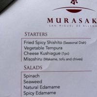 Menu  at Estoril y Murasaki in Guanajuato