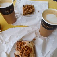 Delicious biscoff brownie and date slice with our gingerbread lattes. 😋 at Wired on Wheels in England