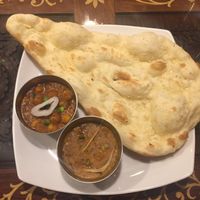 vegan masala curry, dhal and a garlic naan at Annam Restaurant in Tokyo