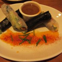Crystal rice and nori rolls with peanut sauce at Food Evolution in Ridgefield