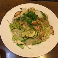 Spinach and mushroom noodles at Kay Vegan Bistro in Ho Chi Minh City