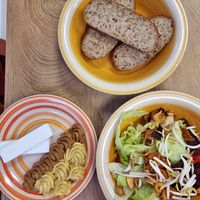 Plates to share at VegOut Breakfast & Brunch in Budapest