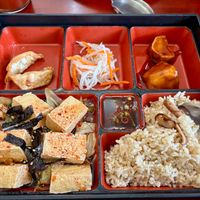 Weekday lunch special with the tofu option at Stone Bowl House in Brevard