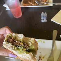 sausage breakfast bagel & chicken and waffles. the bagel sandwich was pretty dry    at The Vegetable Hunter Cafe and Boutique Brewery in Harrisburg