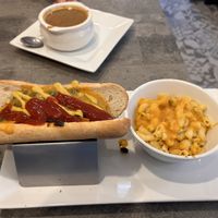 Nacho dog  at The Vegetable Hunter Cafe and Boutique Brewery in Harrisburg