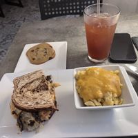 Eggplant Reuben with Mac and plant cheese  at The Vegetable Hunter Cafe and Boutique Brewery in Harrisburg